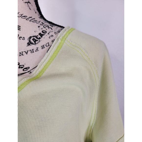 Free People FP Movement Crop Sweater Top Sz XS Short Sleeves Ribbed Yellow Green - Picture 3 of 9